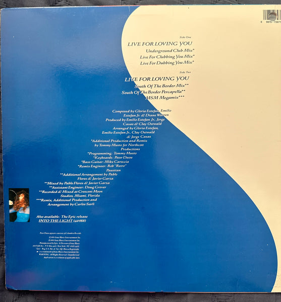 Gloria Estefan live for loving you 12 inch vinyl single used promo 