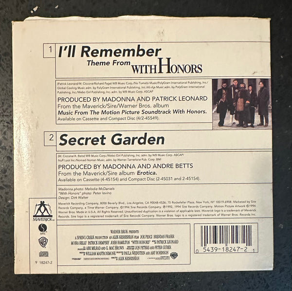 Madonna, I'll remember 2 track CD single card stock used