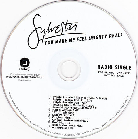 Sylvester - You Make Me Feel (Might Real) REMIX CD (Promo)