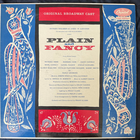 Plain and Fancy original Broadway cast musical vinyl