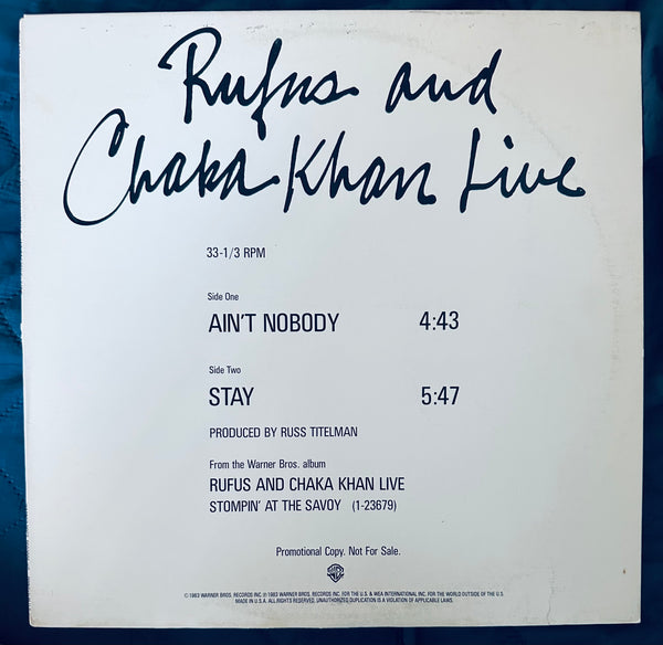 Rufus and Chaka Khan LIVE 12" Promo LP Vinyl - Used