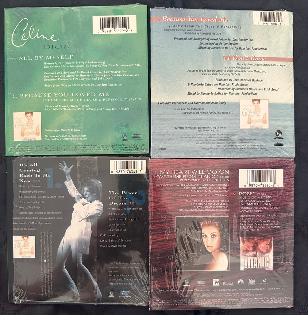 Celine Dion lot of four CD singles card sleeves - used Borderline MUSIC Celine Dion lot of four CD singles card sleeves - used Borderline MUSIC
