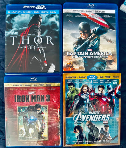 Four movies in 3-D. Iron Man three, Captain America, Thor, the avengers.