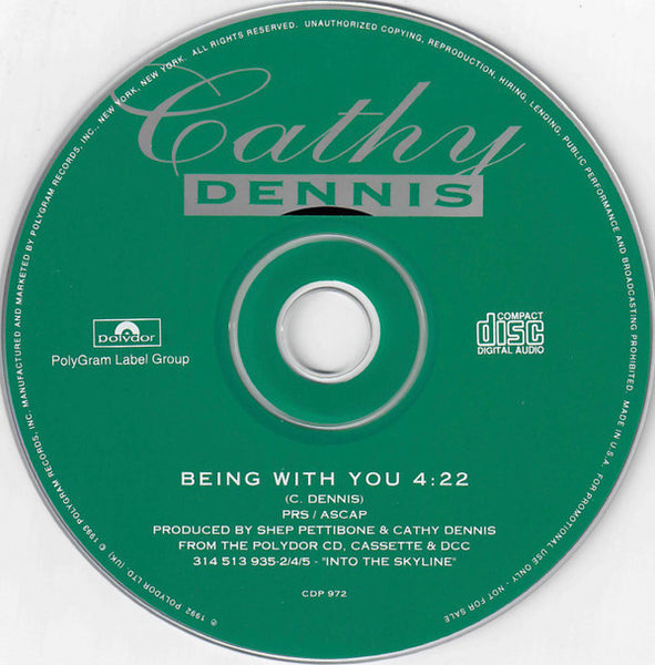 Cathy Dennis - Being With You (PROMO 1-track CD single) Used