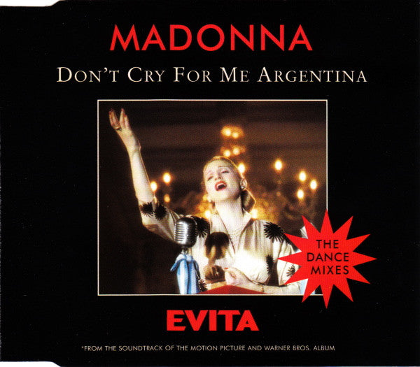 Madonna -- Don't Cry For Me Argentina : THE DANCE MIXES (IMPORT CD single) Used