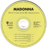 Madonna -- Don't Cry For Me Argentina : THE DANCE MIXES (IMPORT CD single) Used