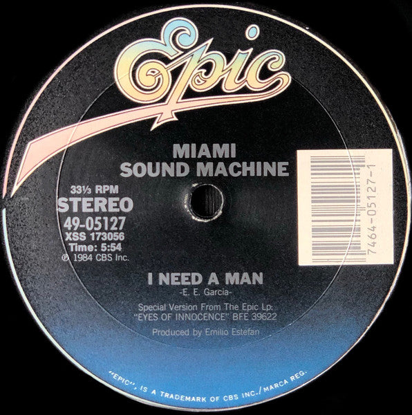 Miami Sound Machine (Gloria Estefan) I NEED A MAN - 12" Single LP Vinyl - Used