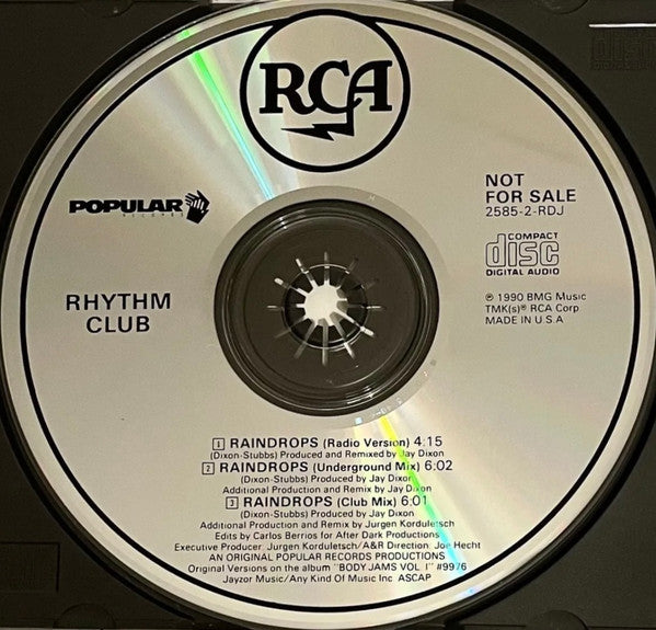 Rhythm Club - Raindrops (Promo remix CD single) Used