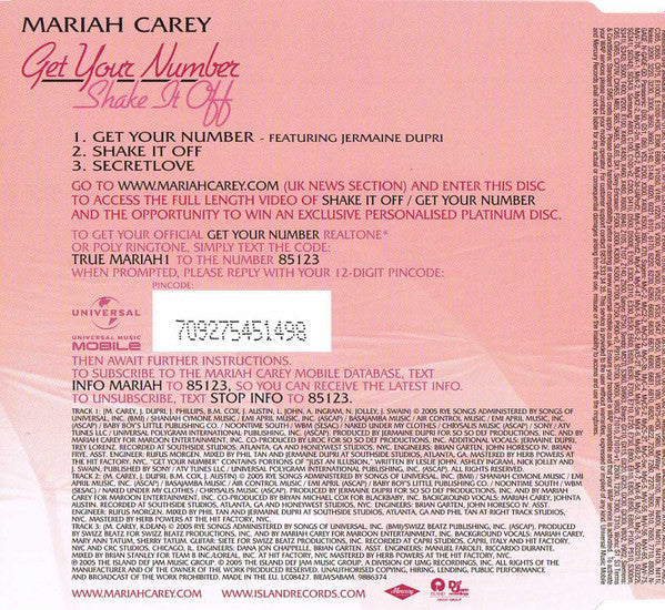 Mariah Carey - Get Your Number / Shake It Off (Import CD single) Used ...