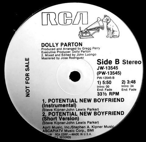 Dolly Parton - Potential New Boyfriend (1983) 12" Disco Single LP (PROMO) Vinyl - Used