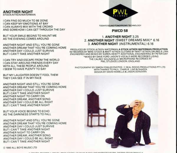 Jason Donovan - Another Night (Import CD single) used – Borderline MUSIC