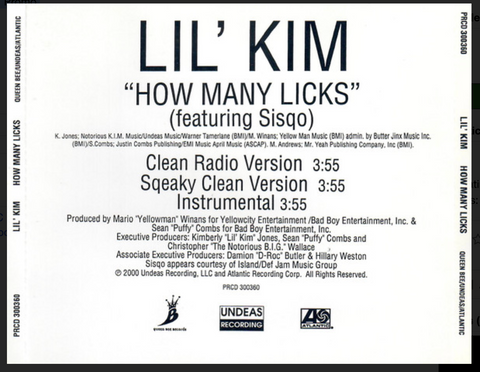 Lil' Kim - How Many Licks (Clean promo CD single) Used