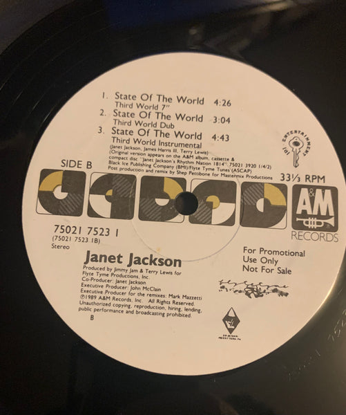 Janet Jackson - State Of The World [PROMO]  12" LP VINYL  - Used