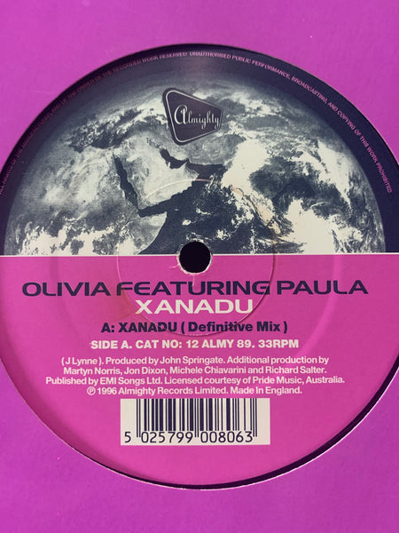 Olivia ft: Paula - XANADU (Almighty mixes) Import 12" LP Vinyl - Used