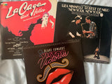 3 Gay Musicals soundtracks: La Cage aux Folles, Victor Victoria, New York New York LP Vinyl - Used
