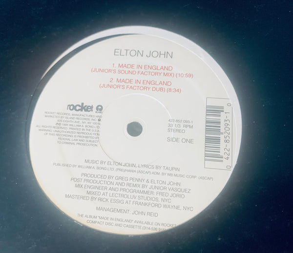 Elton John - Made In England (Jr. Vasquez Mixes)  12" LP Vinyl - Used