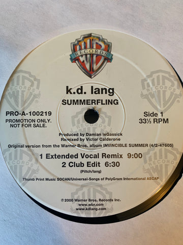 K.D. Lang - Summerfling PROMO 12" LP Vinyl - Used