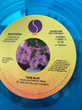 Madonna - TRUE BLUE  BLUE Vinyl Promo w/ LP + Edit) 45 record