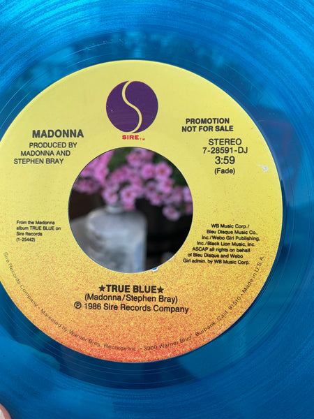 Madonna - TRUE BLUE  BLUE Vinyl Promo w/ LP + Edit) 45 record