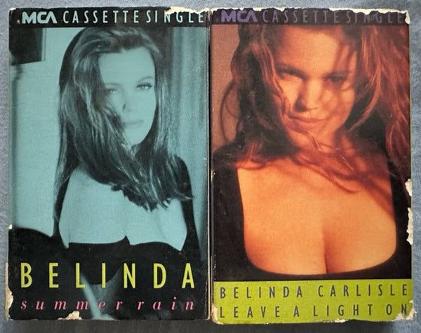 Belinda Carlisle - 2 Cassette Singles - Summer Rain & Leave A Light On -  Used