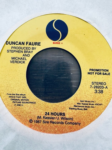 Duncan Faure - 24 Hours (Promo 45 record) Used