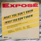 EXPOSE - What You Don't Know US 12" remix LP Vinyl - Used