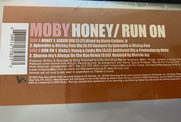 MOBY - Honey / Run On  12" LP Vinyl -Used