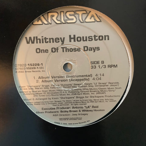 Whitney Houston  - "One Of Those Days"  (US 12" LP VINYL) - Used