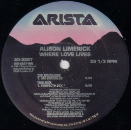 Alison Limerick - Where Love Lives  12" Remix LP Vinyl - Used Like New