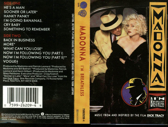 MADONNA - I'm Breathless (Music from & Inspired By the film Dick Tracy) - USED Cassette