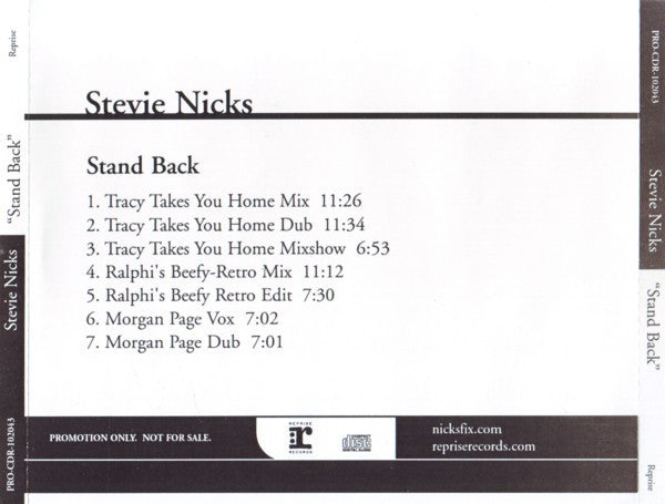 Stevie Nicks - Stand Back (Promo only New remixes) 2007 CD single - Used