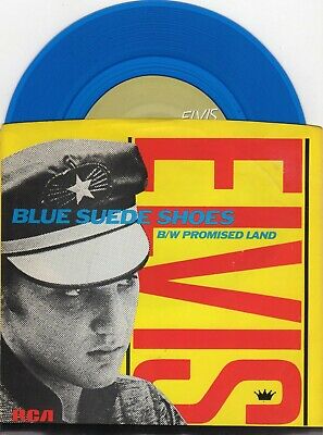 Elvis Presley - Blue Suede Shoes / Promise Land BLUE Vinyl 45 record